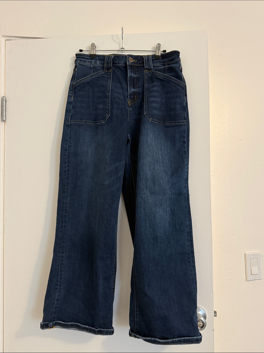 High-Rise Dark Blue Wide-Leg Jeans for Women
